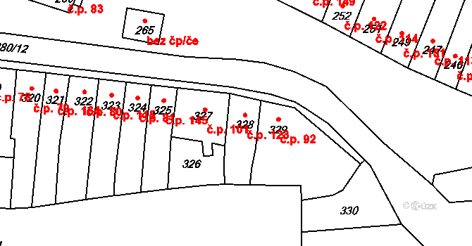 Syrovice 123 na parcele st. 328 v KÚ Syrovice, Katastrální mapa