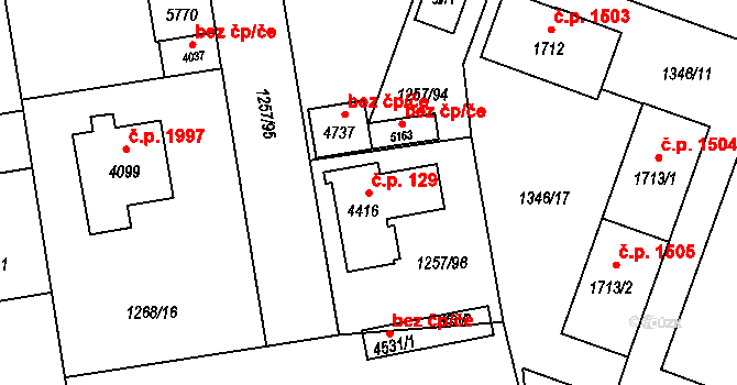 Šumperk 129 na parcele st. 4416 v KÚ Šumperk, Katastrální mapa