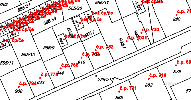 Šumperk 752 na parcele st. 915 v KÚ Šumperk, Katastrální mapa