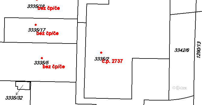 Kročehlavy 2737, Kladno na parcele st. 3335/2 v KÚ Kročehlavy, Katastrální mapa