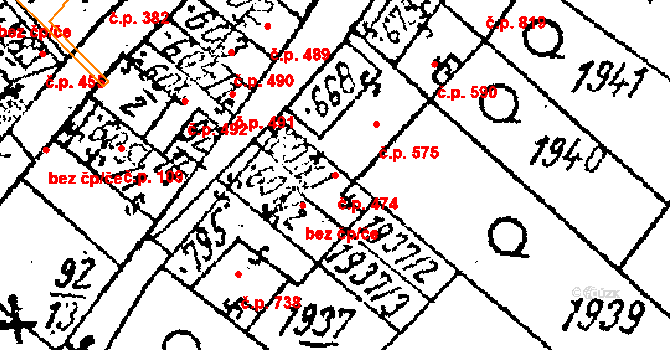 Lanžhot 474 na parcele st. 601/1 v KÚ Lanžhot, Katastrální mapa