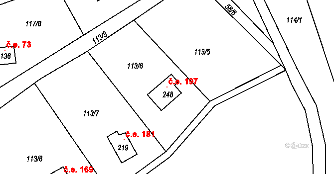 Štěnkov 197, Třebechovice pod Orebem na parcele st. 248 v KÚ Štěnkov, Katastrální mapa