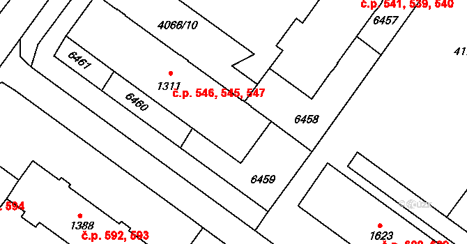 Horní Předměstí 545,546,547, Polička na parcele st. 1311 v KÚ Polička, Katastrální mapa