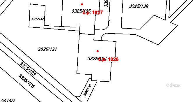 Lutyně 1026, Orlová na parcele st. 3325/134 v KÚ Horní Lutyně, Katastrální mapa
