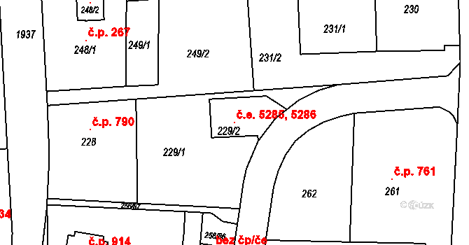 Klíše 5285,5286, Ústí nad Labem na parcele st. 229/2 v KÚ Klíše, Katastrální mapa