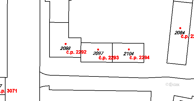 Břeclav 2293 na parcele st. 2097 v KÚ Břeclav, Katastrální mapa