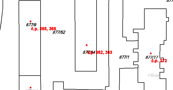 Děčín XXXII-Boletice nad Labem 362,363, Děčín na parcele st. 877/14 v KÚ Boletice nad Labem, Katastrální mapa