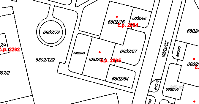Frýdek 2895, Frýdek-Místek na parcele st. 6802/17 v KÚ Frýdek, Katastrální mapa