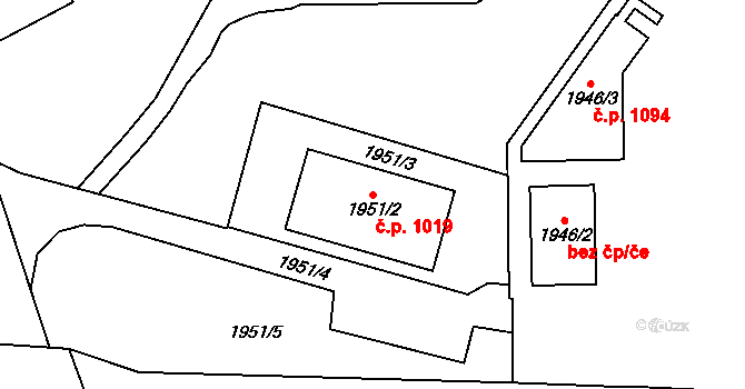 Chodov 1019 na parcele st. 1951/2 v KÚ Dolní Chodov, Katastrální mapa