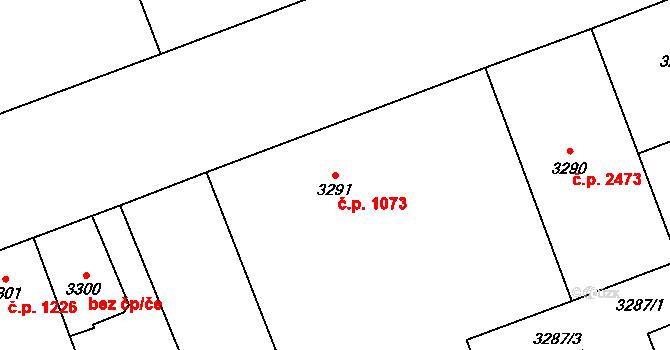 Libeň 1073, Praha na parcele st. 3291 v KÚ Libeň, Katastrální mapa