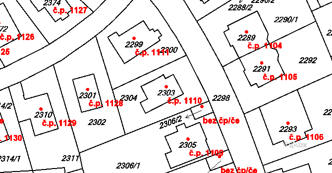 Vršovice 1110, Praha na parcele st. 2303 v KÚ Vršovice, Katastrální mapa