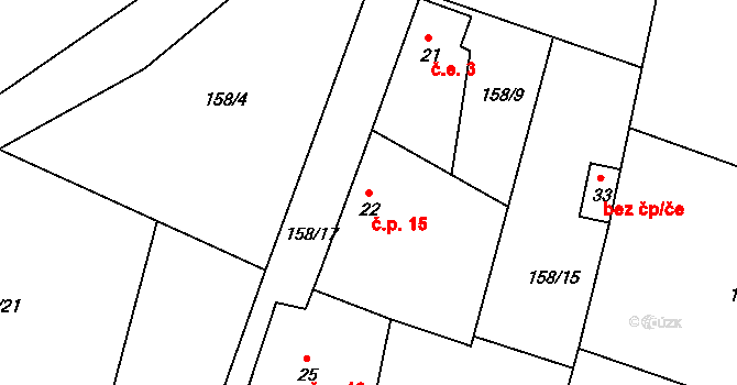 Vitín 15, Počepice na parcele st. 22 v KÚ Vitín u Počepic, Katastrální mapa
