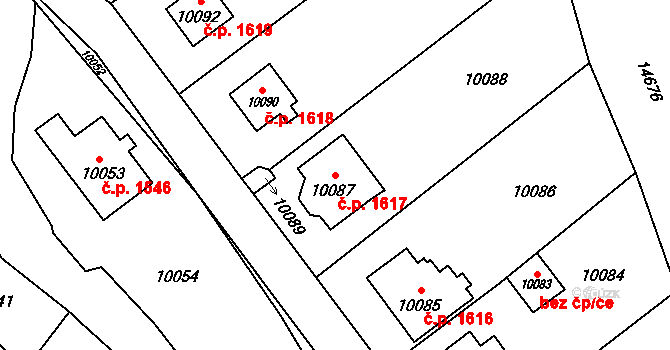 Vsetín 1617 na parcele st. 10087 v KÚ Vsetín, Katastrální mapa