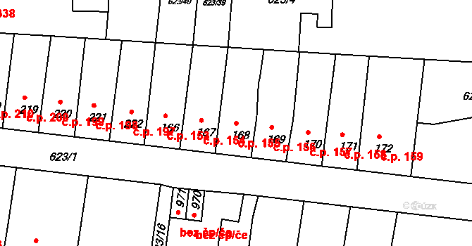 Parník 155, Česká Třebová na parcele st. 168 v KÚ Parník, Katastrální mapa