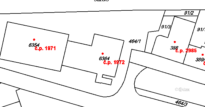 Zlín 1972 na parcele st. 6364 v KÚ Zlín, Katastrální mapa