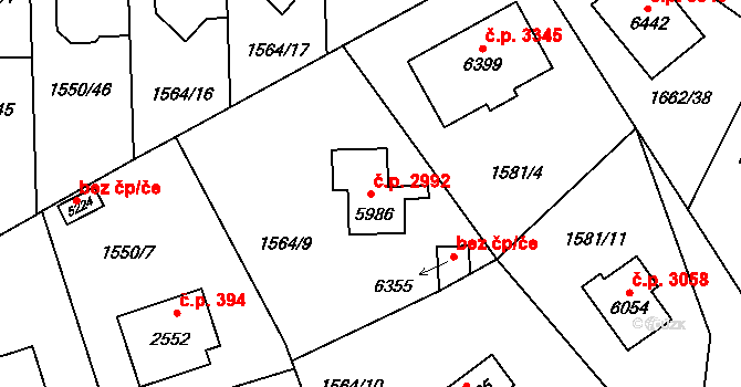 Šumperk 2992 na parcele st. 5986 v KÚ Šumperk, Katastrální mapa