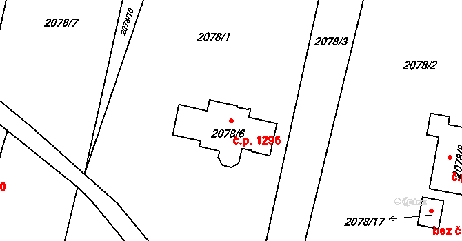 Poruba 1296, Orlová na parcele st. 2078/6 v KÚ Poruba u Orlové, Katastrální mapa
