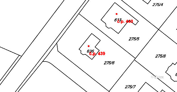 Lázně Toušeň 439 na parcele st. 636 v KÚ Lázně Toušeň, Katastrální mapa