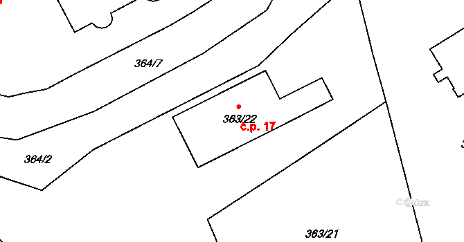 Bližná 17, Černá v Pošumaví na parcele st. 363/22 v KÚ Černá v Pošumaví, Katastrální mapa