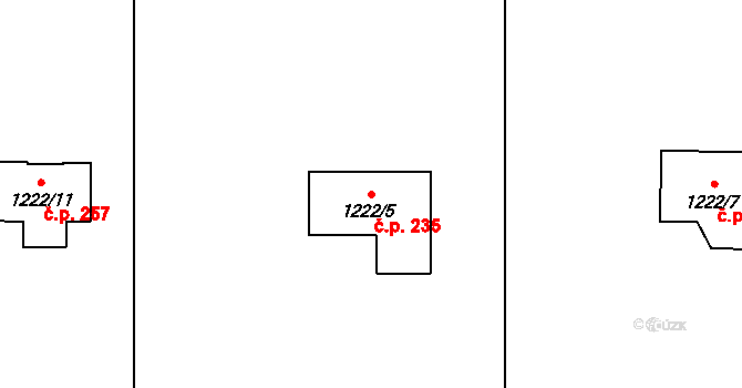 Horní Žukov 235, Český Těšín na parcele st. 1222/5 v KÚ Horní Žukov, Katastrální mapa