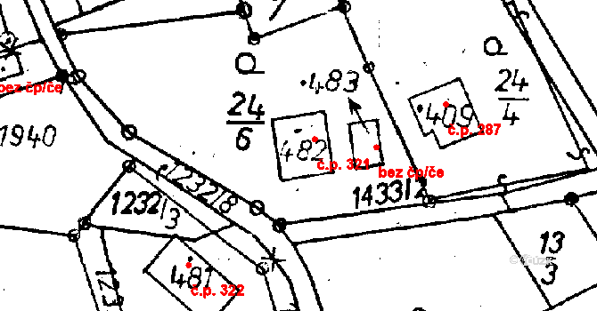 Jeřmanice 321 na parcele st. 482 v KÚ Jeřmanice, Katastrální mapa