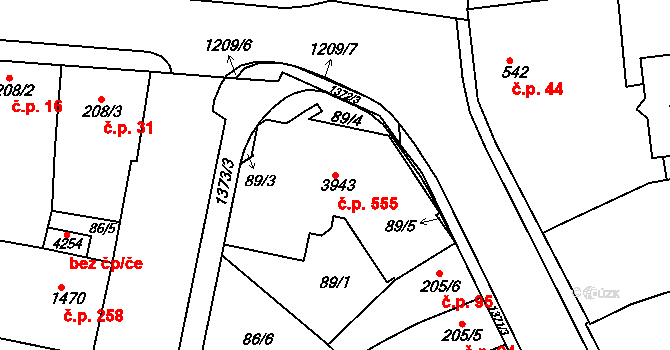 Holínské Předměstí 555, Jičín na parcele st. 3943 v KÚ Jičín, Katastrální mapa