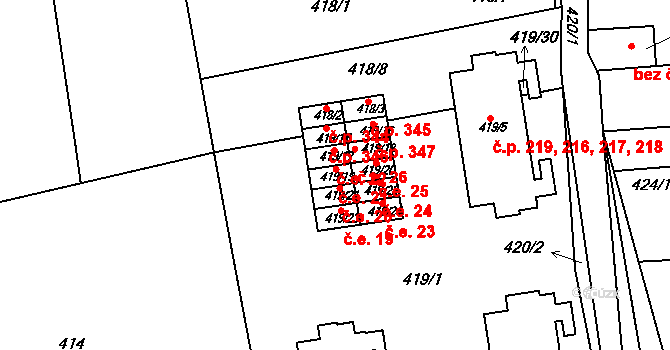 Čekanice 21, Tábor na parcele st. 419/19 v KÚ Čekanice u Tábora, Katastrální mapa