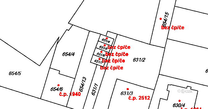 Opava 38086760 na parcele st. 631/6 v KÚ Opava-Předměstí, Katastrální mapa