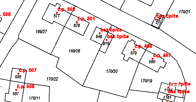 Košťany 45098760 na parcele st. 848 v KÚ Košťany, Katastrální mapa