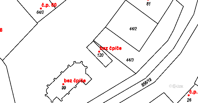 Podbřežice 45868760 na parcele st. 120 v KÚ Podbřežice, Katastrální mapa