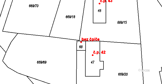 Lhenice 46163760 na parcele st. 68 v KÚ Vadkov, Katastrální mapa