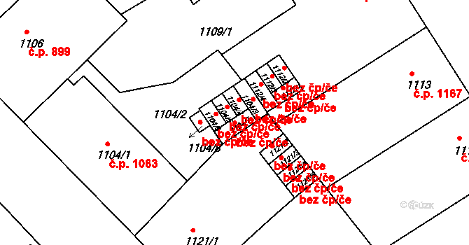 Praha 49010760 na parcele st. 1104/7 v KÚ Nusle, Katastrální mapa