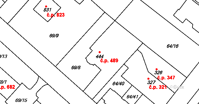 Neratovice 489 na parcele st. 444 v KÚ Neratovice, Katastrální mapa