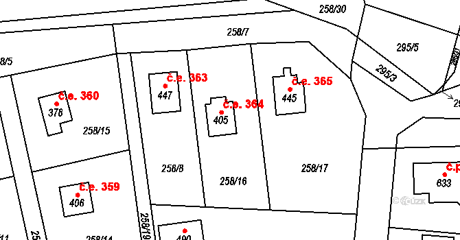 Černolice 519 na parcele st. 405 v KÚ Černolice, Katastrální mapa