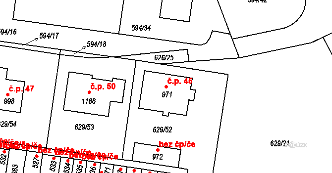 Třebenice 45, Štěchovice na parcele st. 971 v KÚ Štěchovice u Prahy, Katastrální mapa
