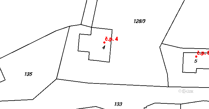Chlístov 4, Hořičky na parcele st. 4 v KÚ Chlístov u Hořiček, Katastrální mapa