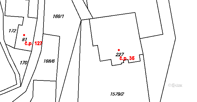 Horní Studénky 35 na parcele st. 227 v KÚ Horní Studénky, Katastrální mapa