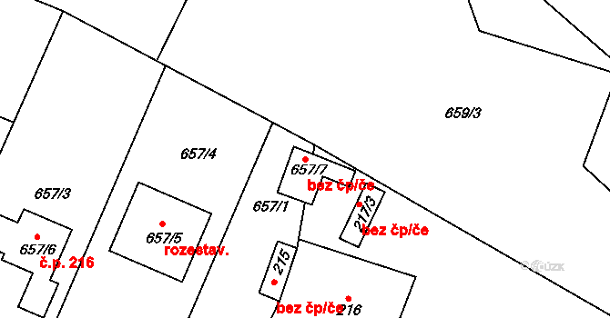 Dobřenice 79351760 na parcele st. 657/7 v KÚ Dobřenice, Katastrální mapa