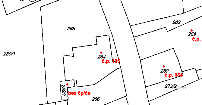 Loučky 135, Odry na parcele st. 264 v KÚ Loučky nad Odrou, Katastrální mapa