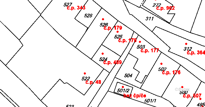 Štramberk 489 na parcele st. 524 v KÚ Štramberk, Katastrální mapa