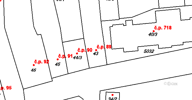 Černovice 89 na parcele st. 43 v KÚ Černovice u Tábora, Katastrální mapa