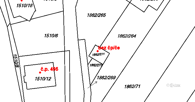 Hlohovec 90401760 na parcele st. 1862/271 v KÚ Hlohovec, Katastrální mapa