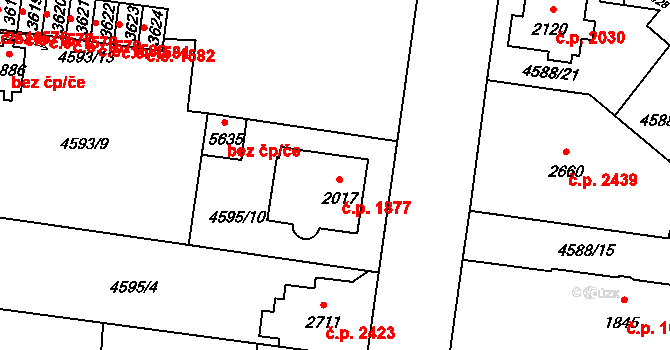 Žatec 1877 na parcele st. 2017 v KÚ Žatec, Katastrální mapa