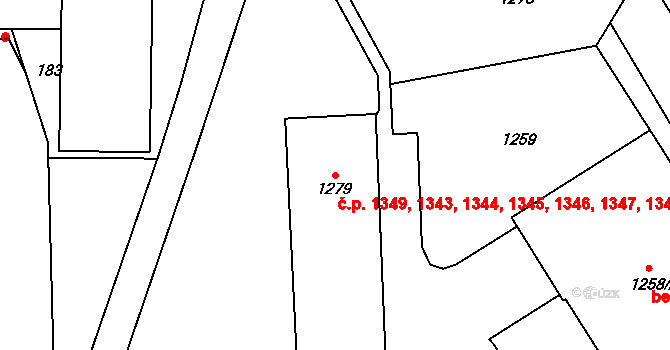 Rychnov nad Kněžnou 1343,1344,1345,1346, na parcele st. 1279 v KÚ Rychnov nad Kněžnou, Katastrální mapa
