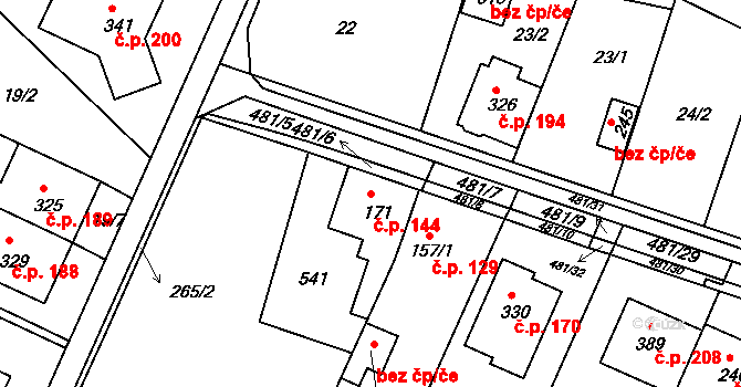Žopy 144, Holešov na parcele st. 171 v KÚ Žopy, Katastrální mapa