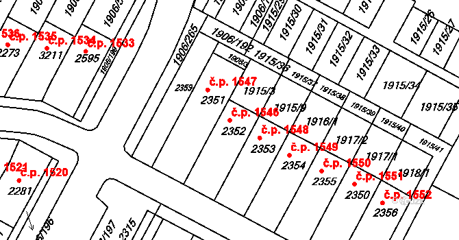 Bystřice pod Hostýnem 1546 na parcele st. 2352 v KÚ Bystřice pod Hostýnem, Katastrální mapa