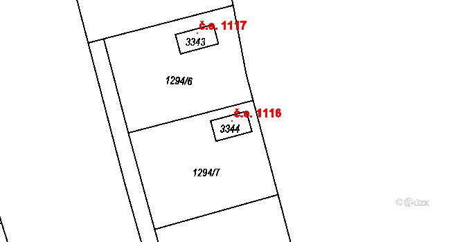 Lipník nad Bečvou I-Město 1116, Lipník nad Bečvou na parcele st. 3344 v KÚ Lipník nad Bečvou, Katastrální mapa