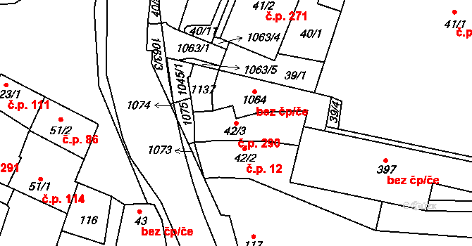 Přímětice 290, Znojmo na parcele st. 42/3 v KÚ Přímětice, Katastrální mapa