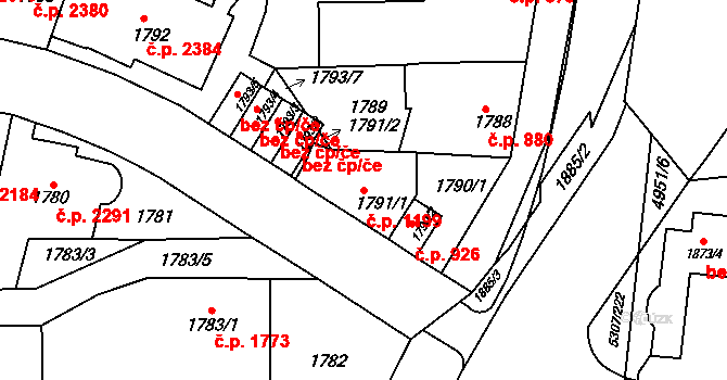 Přerov I-Město 1199, Přerov na parcele st. 1791/1 v KÚ Přerov, Katastrální mapa