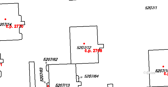 Přerov I-Město 2768, Přerov na parcele st. 5207/12 v KÚ Přerov, Katastrální mapa